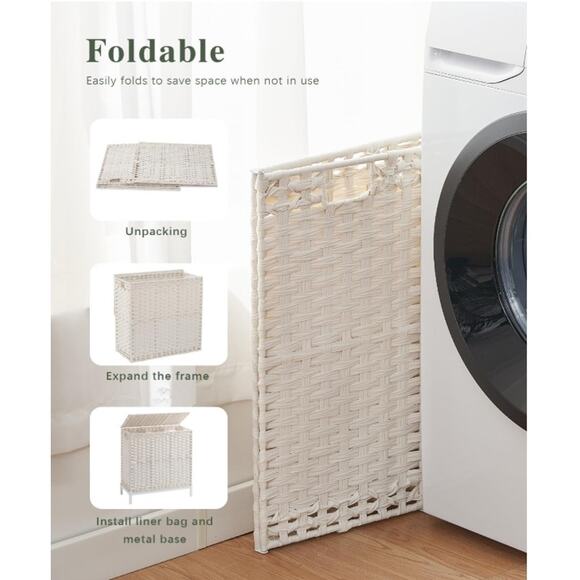 Amazon.com: SETVSON Laundry Hamper with Lid Laundry Basket  SETVSON 132L Laundry Hamper w/Lid 3 Removable Bags White Open Box